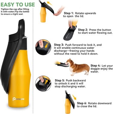 Водяна пляшка для собак 765 мл з нержавіючої сталі - витокозахисна, для подорожей, прогулянок та активного відпочинку