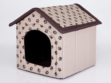 Будиночок для собак і котів HobbyDog, середній, знімний дах, 52x46x53 см, бежевий з лапками, для дому