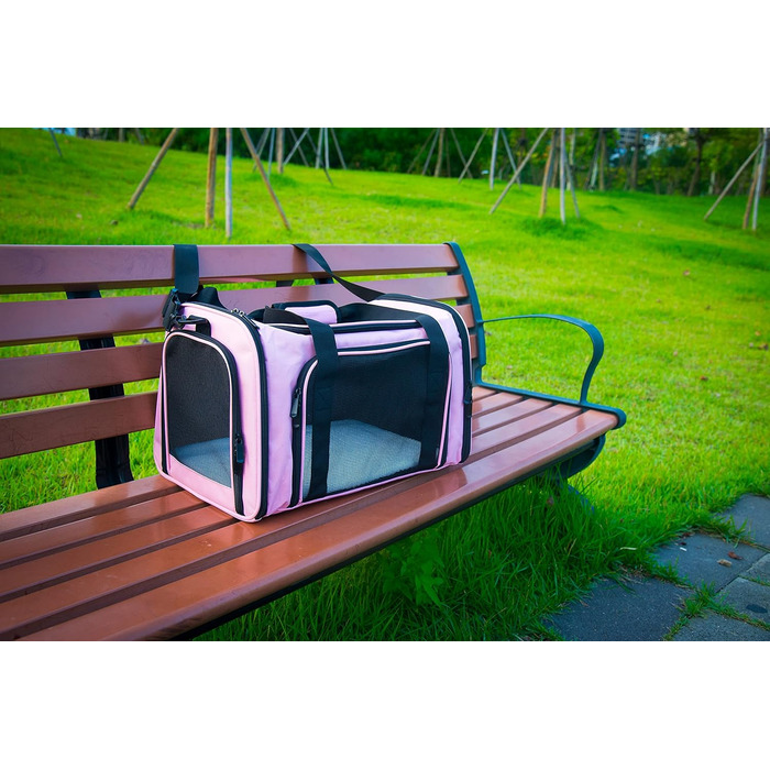 Переносна сумка-переноска для котів та собак, велика, рожева