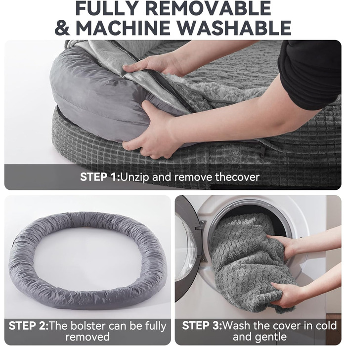 Ортопедичне ліжко для собак JOEJOY, диван для великих тварин, з підтримкою піною з ефектом пам'яті, чотиристороння подушка для шиї, розмір M (28'x 23'x 6.5') (71 x 58 x 17 см, сірий)