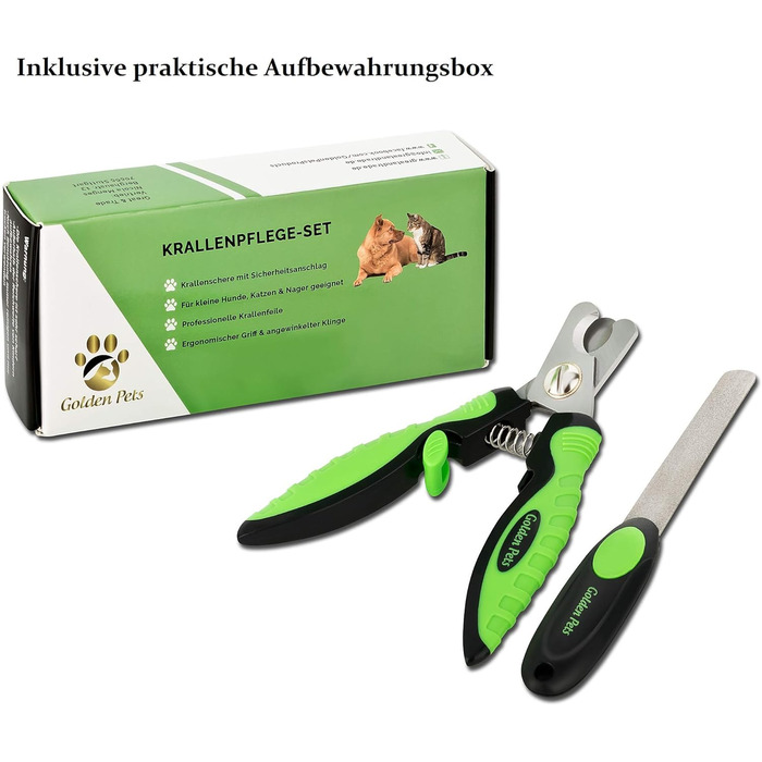 Ножиці для обрізання кігтів Golden Pets Profi Krallenschere + Feile з унікальним кутом 45° та пилочкою для безпечного догляду за кігтями тварин