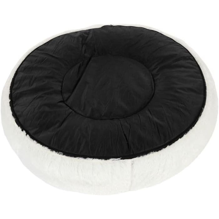 Крісло-лежанка для собак Zooplus Flocke | з в'язкоеластичними кульками | м'яке та зручне | гніздечко для собак | з блискавкою, можна прати | білий колір (діаметр: 90см x висота: 20см)