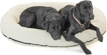 Wallace & Jones | Преміум лежанка для собак Болтон, 63x50 см, штучна шкіра, для маленьких собак, з блискавкою, що ховається, пральна, неслизька, (95 x 81 см, кремово-білий)