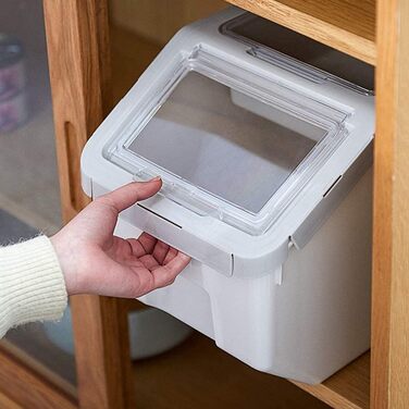 Контейнер для корму для тварин, контейнер для корму для собак зі шкребком, стекується, 10 кг, контейнер з кришкою, сірий, розмір L