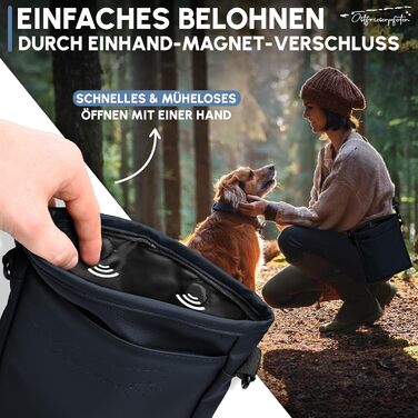 Футляр для ласощів для собак Leckerlibeutel 'Frieda' з високоякісної штучної шкіри, темно-синій, розмір L, з магнітною застібкою EasyOpen, сумка для прогулянок з ласощами для собак, темно-синій