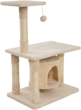 Дряпалка для котів JAMAXX H-90cm з ігровим комплексом, печерею, м'якою платформою та іграшкою (бежевий)
