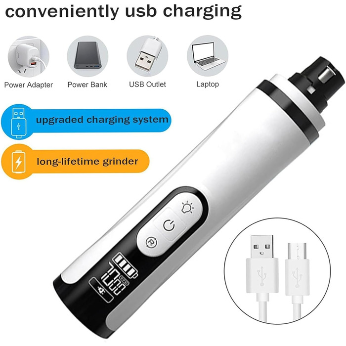 Електричний точило для собачих кігтів з LED-підсвічуванням, 3 швидкості, для цуценят та собак всіх розмірів