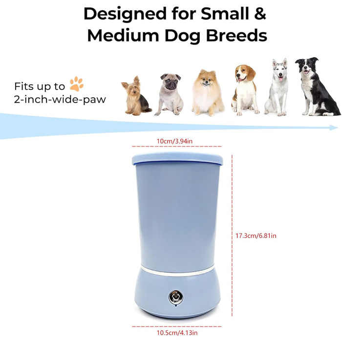Електричний очищувач лап для тварин: автоматичний мийний стаканчик з акумулятором, м'яка силіконова щітка для собак та котів (Sky Blue)