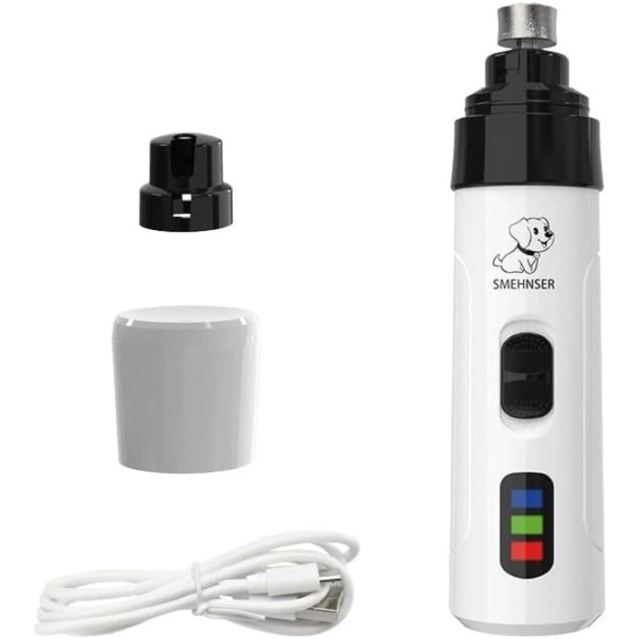 KELENO TrimNox Pro – Безшумний точило для кігтів собак, для безтурботного догляду. М'який та ефективний, портативний, з USB-зарядкою, з низькою вібрацією, білий