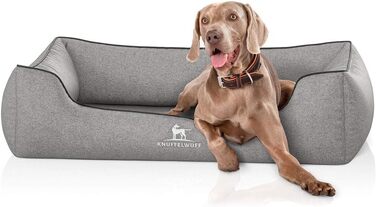 Ортопедичне велюрове ліжко для собак Knuffelwuff Amelie XXL 120x85 см, знімний чохол, пране, сіре, для великих, середніх і малих порід