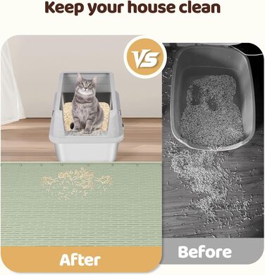 Килимок для котячого туалету Bartuke Katzenklo Matte, великий розмір 101 x 71 см, силіконовий, для контролю розсипання, м'який для лапок, легко миється (зелений)