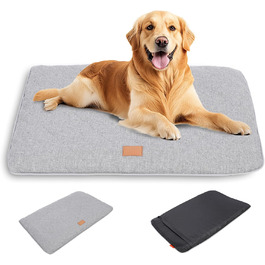 Килимок для собак, неслизький, миючий, для активного відпочинку, знімний чохол, для маленьких, середніх та великих собак, теплий взимку та прохолодний влітку, сірий, XXL (105 x 68 x 4,5 см)