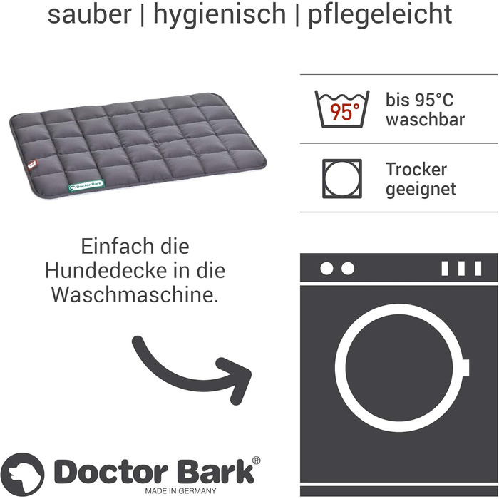 М'яка лежанка для собак Doctor Bark, розмір S (65x50 см), сіра, для маленьких собак/цуценят, міцна, для дому та вулиці, можна прати до 95°C