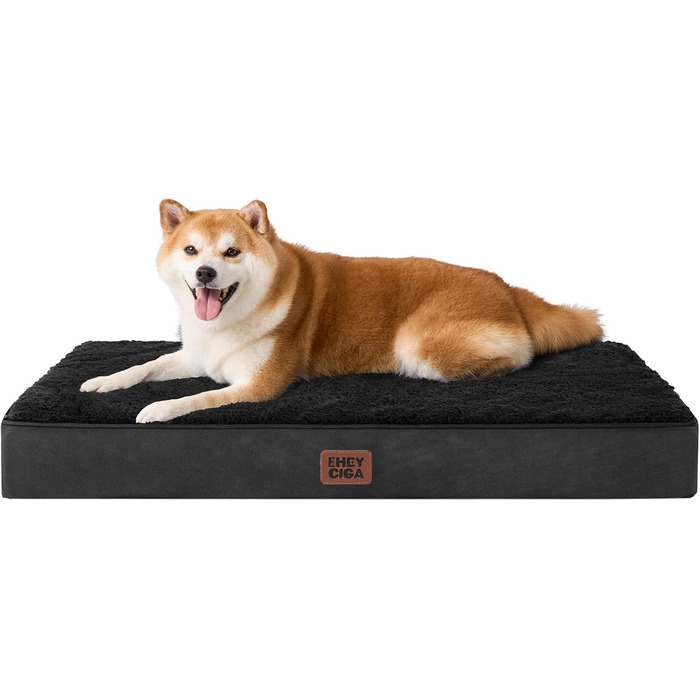 Ортопедичне ліжко для собак середніх порід EHEYCIGA, 89x58x9 см, чорне, з м'яким вкладишем, для переноски