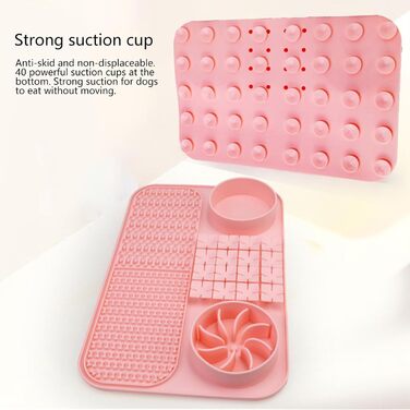 Килимок для собак - годівниця-лизунчик | Килимок для цуценят | Силіконовий килимок для годування собак | Миска для собак з кормом (Рожевий)
