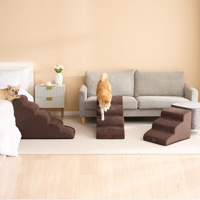 Сходинки для собак EHEYCIGA: 50 см, 4 сходи, з антиковзким покриттям, для маленьких собак, сірий (50 x 40 x 72 см)