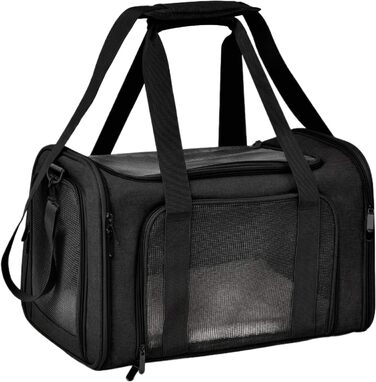 М'яка переноска для котів та собак, чорна | Переноска для тварин, дихаюча, складна, для подорожей