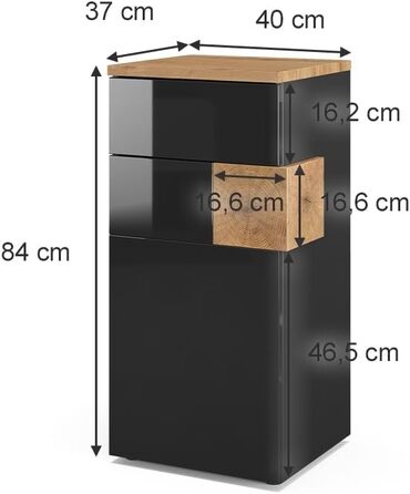Пенал для ванної Vicco Eden, антрацит/дуб, 40x84 см
