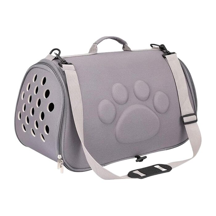 Сумка для тварин Katzen Reisetasche | Сумка-переноска для кота/собаки з регульованим плечовим ременем для подорожей, прогулянок, активного відпочинку, перельотів, кемпінгу, візитів до ветеринара, міста, покупок (сіра, L)