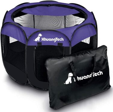 Клітка-манеж для тварин XhuangTech: собаки, коти, цуценята, 80x80x58,4 см, м'який матеріал, портативна, складана, для дому та вулиці, фіолетовий/чорний