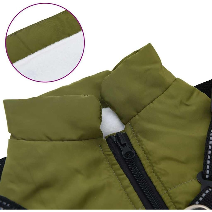 Водонепроникний дощовик для собак від vidaXL з шлейкою, дощовик для собак, теплий дощовик для цуценят, армійний зелений (l24)