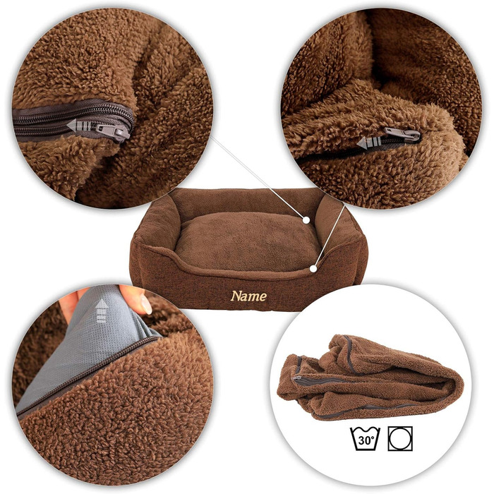 М'яке ліжко для собак Lionto знімний чохол, 110x80 см, коричневе, з антиковзким дном