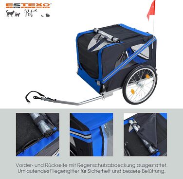 Причіп для велосипеда ESTEXO для тварин: собак, котів, інших домашніх улюбленців (Блакитний)