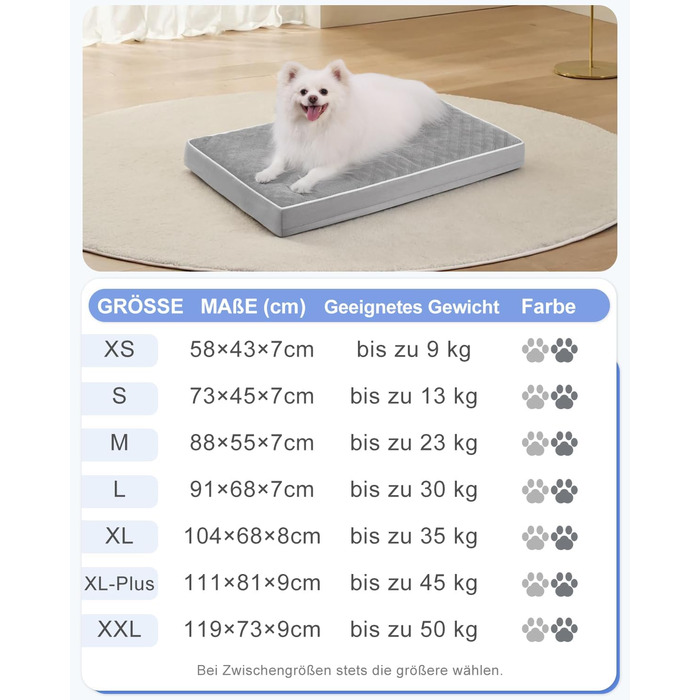 Ортопедичне ліжко для собак KSIIA, 58x43x7 см, сіре - зручне та миється, знімний матрац