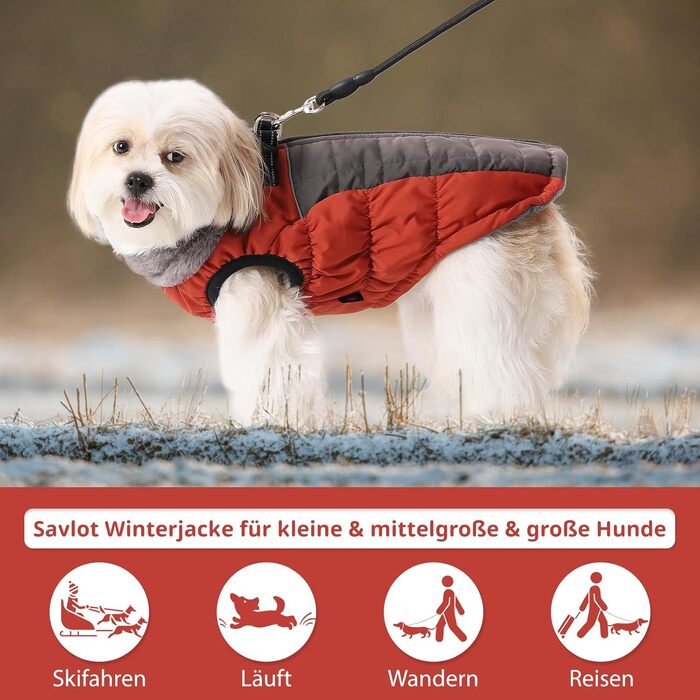 Тепла зимова жилетка для собак Savlot з D-кільцем (3XL, червона)