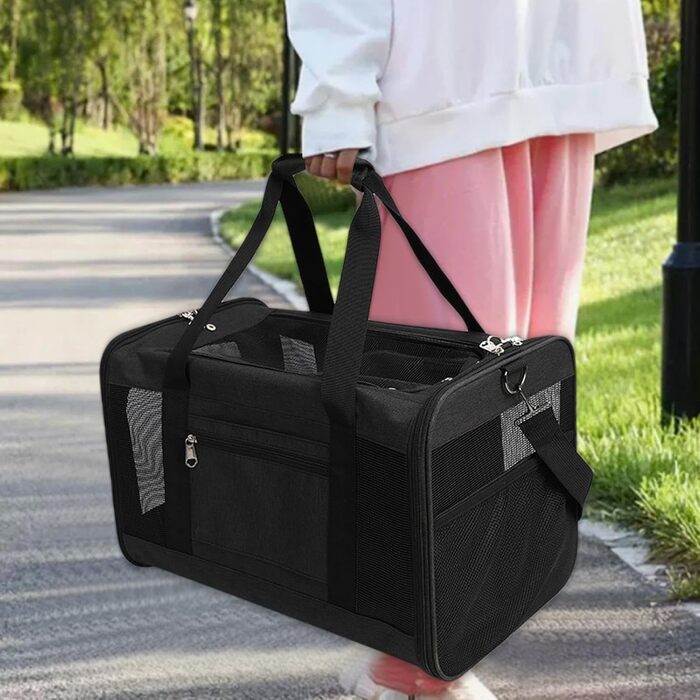 Транспортна переноска для тварин: регульована переноска для собак | складаний вольєр для собак | дихаючий дорожній вольєр з сіткою, прозорий, чорний