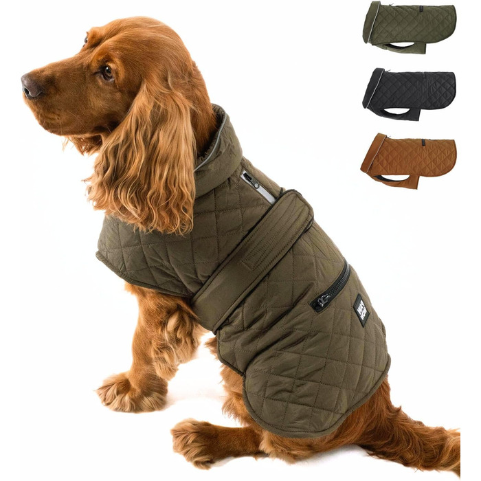 Зимовий теплий одяг для собак | Куртка для собак з захистом живота та клямками | Оливковий колір, розмір S