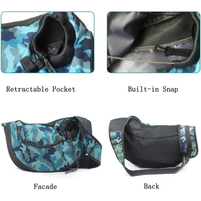 Сумка-переноска для собак і котів, блакизне камуфляжне забарвлення, до 2.5 кг