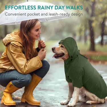 Дощовик для собак Navaris - водонепроникний дощовик для собак, зелений (XL)