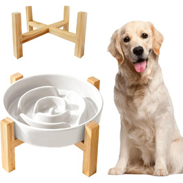 Антисліп миска для собак, кераміка, з підставкою, slow feeder, для середніх та великих собак, 19.5 см