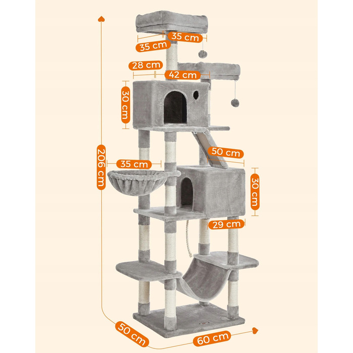 Високий когтеточка-комплекс Feandrea (161-220 см), сірий