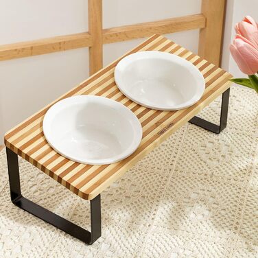 Підвищена годівниця для котів GUUSII HOME: керамічний набір для їжі та води | Ергономічна годівниця для котів з піднятою платформою