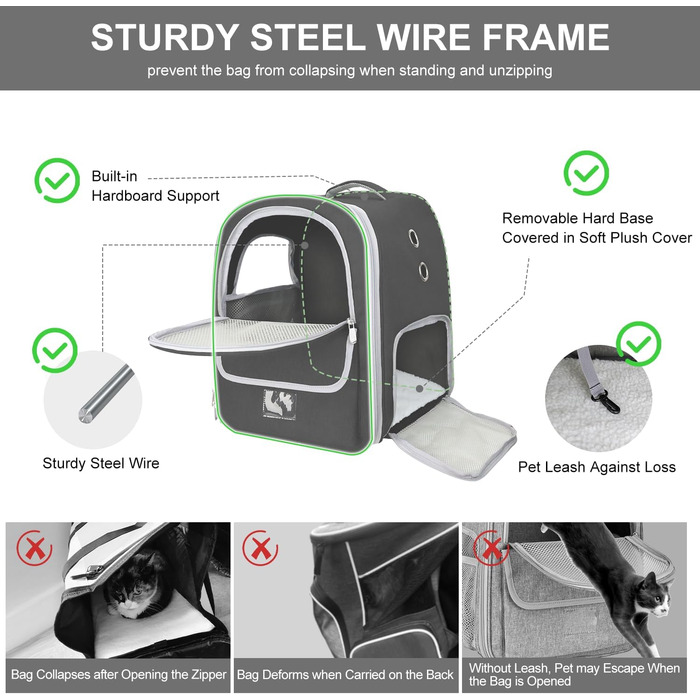 Рюкзак-переноска для котів та собак, дихаючий, для маленьких та середніх тварин, чорний