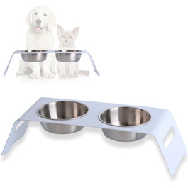 Підвищена годівниця для котів PETLINUS: ергономічна миска з нержавіючої сталі та металу, для котів та маленьких собак