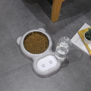 Набір мисок для собак та котів з водопої та миски з нержавіючої сталі - сірий