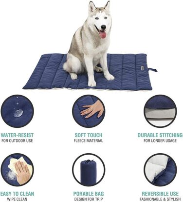 Ліжко для собак CHEERHUNTING, велике, водовідштовхувальне, для кемпінгу та подорожей, темно-синій