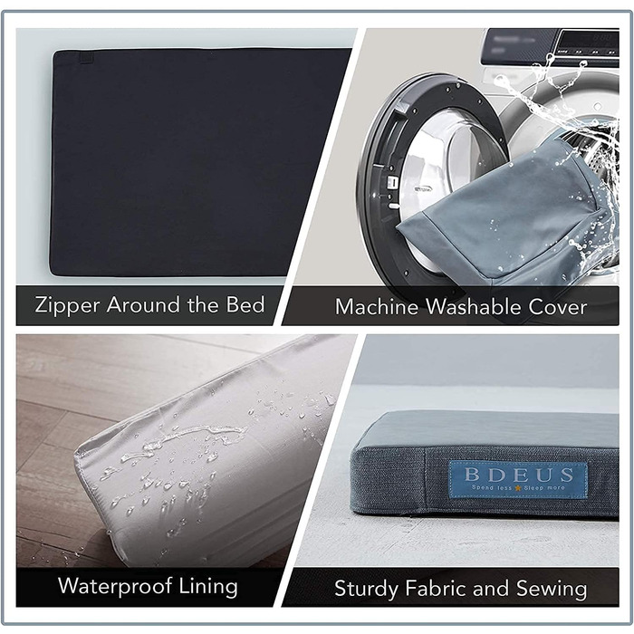 Ортопедичне лежанка для собак з гелевим шаром, водонепроникна, для великих та малих собак, знімний чохол, XL рожева