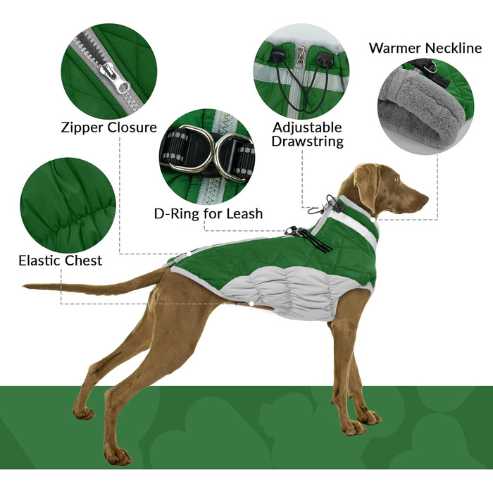 Зимовий теплий одяг для собак - тепла жилетка для маленьких собак, цуценят, чихуахуа. Зимовий костюм для собак (зелений, XS)