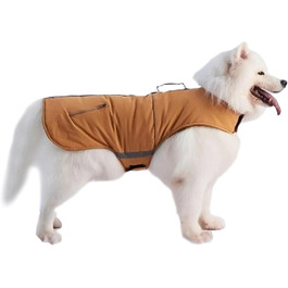 Зимова куртка для собак - тепла рожна куртка з флісу, вітронепроникний одяг для собак середнього розміру, коричнева