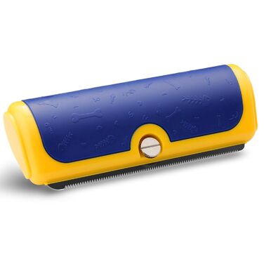 Щітка для собак та котів – двоколірна синьо-жовта, видаляє відмерле волосся та підшерсток, для собак та котів