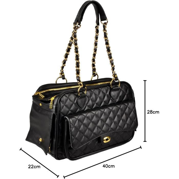 Сумка для собак Gigi чорна – 40x22x28 см – штучна шкіра, з подушкою, безпечна, з вентиляцією, для перенесення