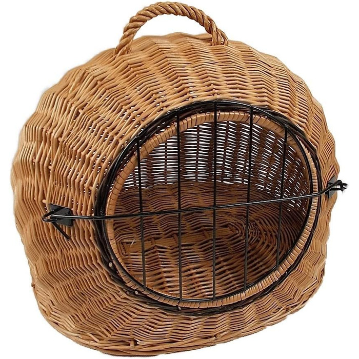 Транспортний кошик для тварин з лози, коричневий, розмір S, 45x35x44 см, знімний металевий ґрат