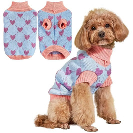 Пуловер для собак, теплий зимовий светр з візерунком, для цуценят та котів (L, Синій) L Синій