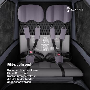 Klarfit GoKiddo: Дитячий велопричіп для 2 дітей - 2-в-1 (велопричіп та візок) з гальмами, ременями безпеки, регульованими сидіннями, 40 кг вантажопідйомністю, захистом від дощу та UV-променями, складаний, темно-сірий