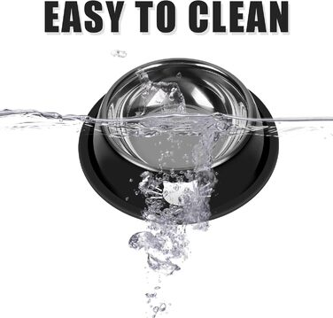 Набори мисок для котів Serentive з нержавіючої сталі (2 шт.), антиковзні, для маленьких котів, міцні, 380 мл, знімні гумові основи, легко миються, чорний та сірий кольори