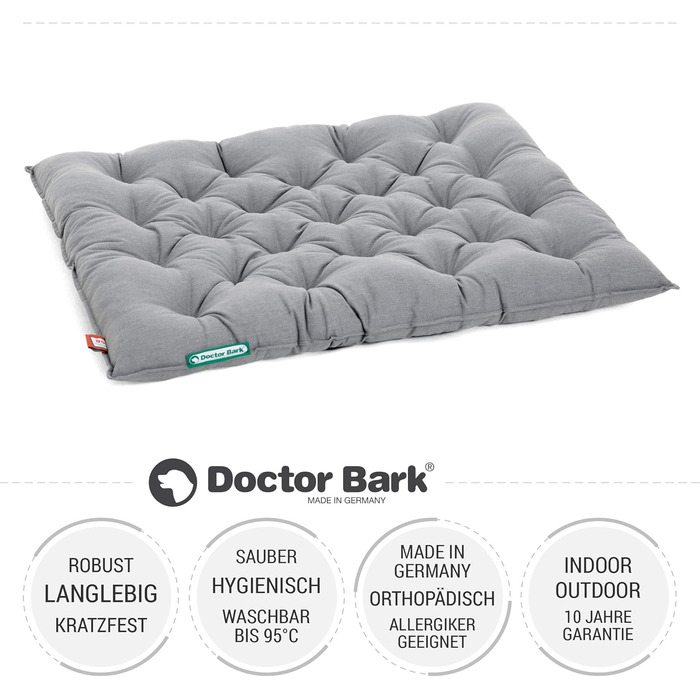 Ортопедичне собаче ліжко Doctor Bark Urban - для великих собак, 90x70 см, сірий колір, Made in Germany